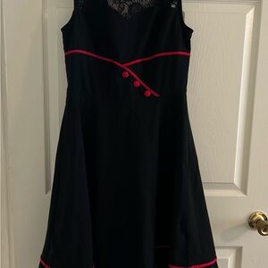 Elegant Black Dress with Red Accent
